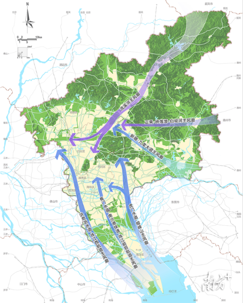 广州市通风廊道规划图 广州市通风廊道规划图